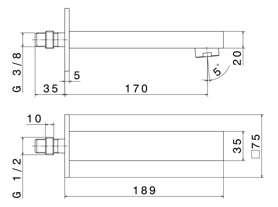 Настенный излив FUTURA, хром глянец