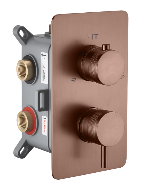 Смеситель встроенный однорычажный 3-х проходной CELL BRUSHED BRONZE