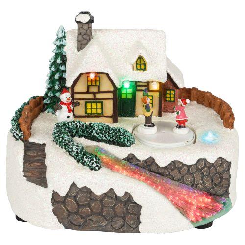 Фигура светодиодная новогодняя EFIS-S02 композиция Деревня мультиколор 3хАА 16х13х12см Эра Б0060481