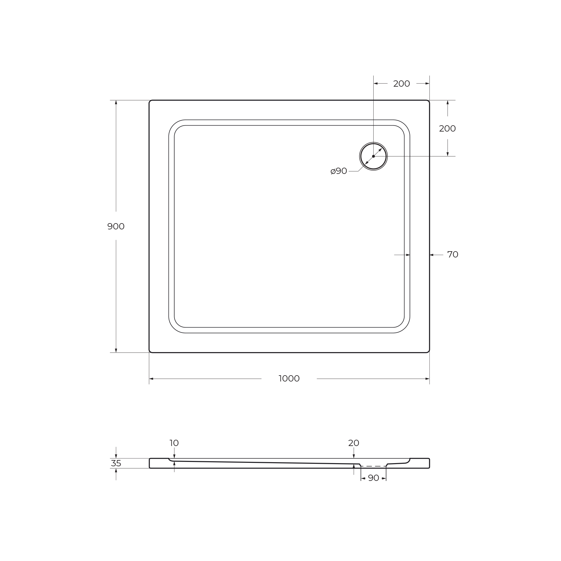 Поддон SMC CEZARES TRAY-M-AH-100/90-35-W