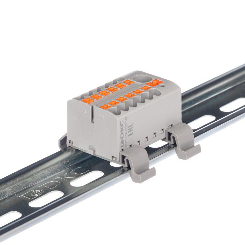 Блок распределительный зажим push-in 1 ввод 6кв.мм 12 точек подключения 25кв.мм красн. DKC DTP1-112-104SPUR