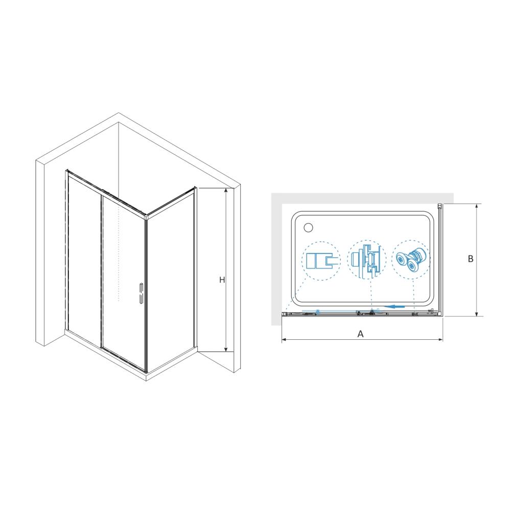 Душевой уголок RGW LE-41-1B (LE-12B + Z-060-2B), 341241128-014