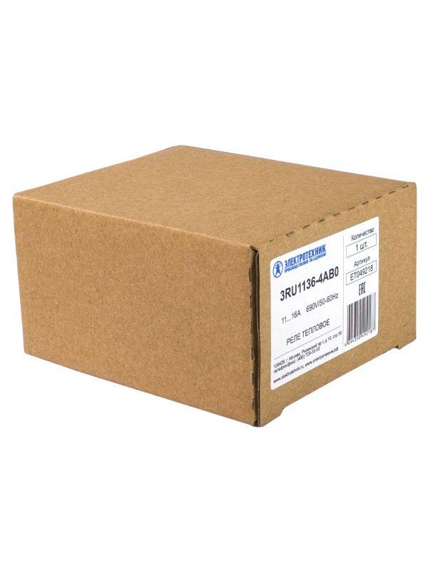 Реле перегрузки тепловое 3RU1136-4AB0 3п 7.5кВт 11...16А 1НО+1НЗ типоразмер S2 ручной и автоматический сброс винтовые клеммы IP20 Электротехник ET049218