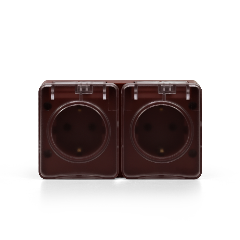 Розетка 2-м ОП AtlasDesign PROFI 16А IP54 заземл. защ. шторки корич. SE ATN546026