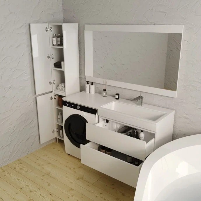 Тумба подвесная "Даллас 140", Люкс белая, PLUS, ЭМАЛЬ