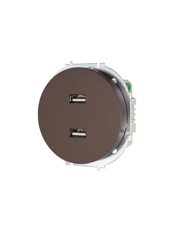 Розетка 2-м СП OSEN USB разъем механизм шоколад LEZARD 743-7388-192