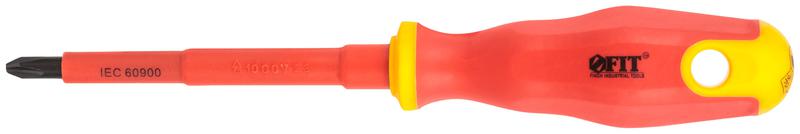 Отвертка изолированная 1000В CrV сталь прорезинен. ручка 6.5х100мм РН2 FIT 55894
