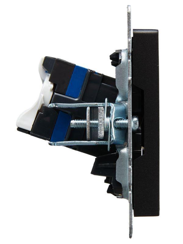 Розетка компьютерная двойн. СП RJ45 кат.6 BRITE РК11-2-БрЧ механизм черн. IEK BR-K20-2-K02