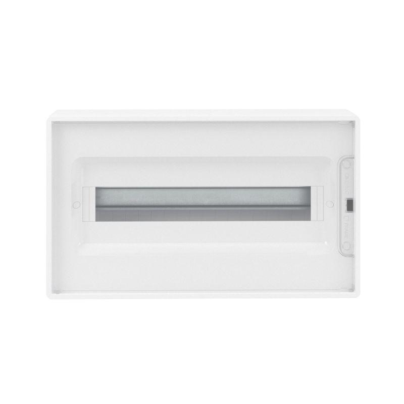 Щиток настенный 18мод. FRAME с прозр. дверцей с 2 шинами PEN на 8 и 10 отверст. бел. DKC F18W1WT