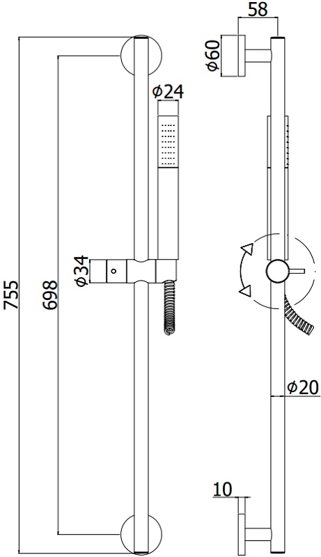 Душевой гарнитур Paffoni Life ZSAL135BO