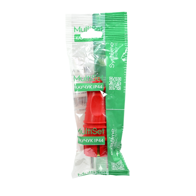 Вилка прямая 16А 2P+E 250В IP44 MultiSet каучук красн. SE MST4401RD