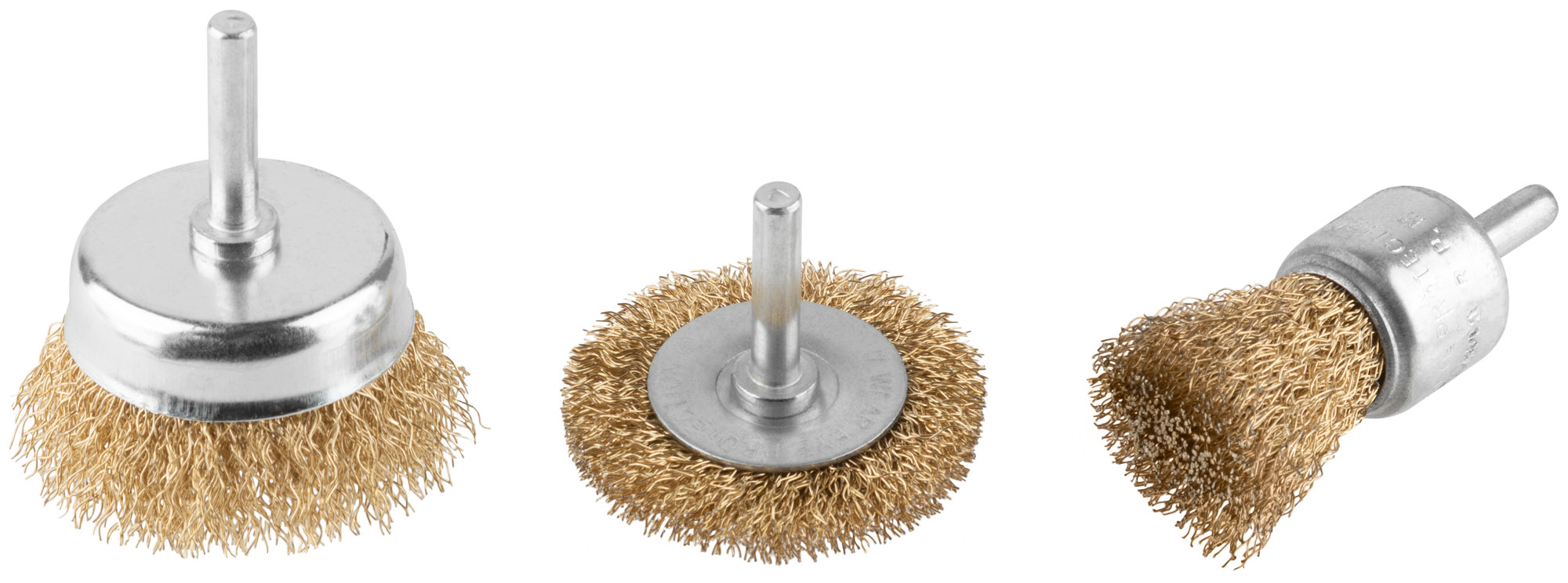 Корщетки со штифтом, набор 3 шт. ( колесо 50 мм / чашка 50 мм / венчик 25 мм )