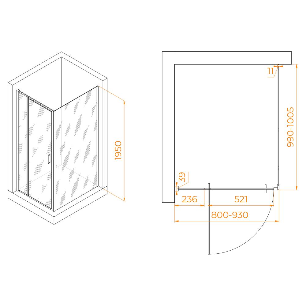 Душевой уголок RGW PA-078 (RGW PA-008 + Z-050-2), 350807880-11
