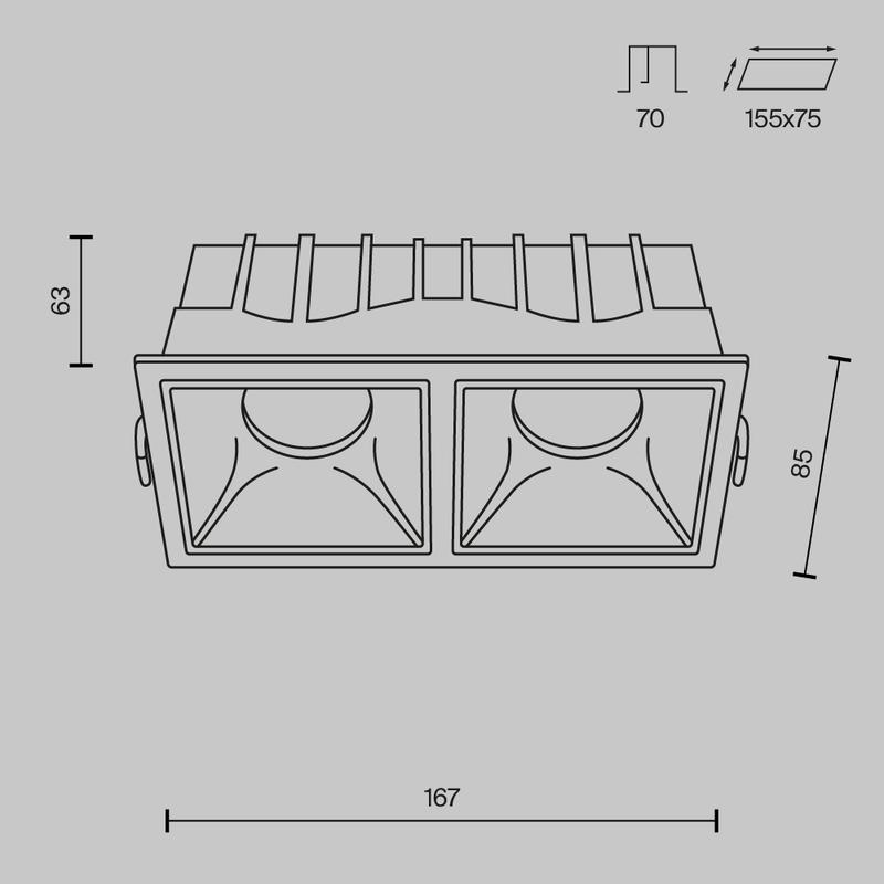 Светильник Alfa LED 2х15Вт 4000К 36град. Dim Triac встраив. Maytoni DL043-02-15W4K-D-SQ-W