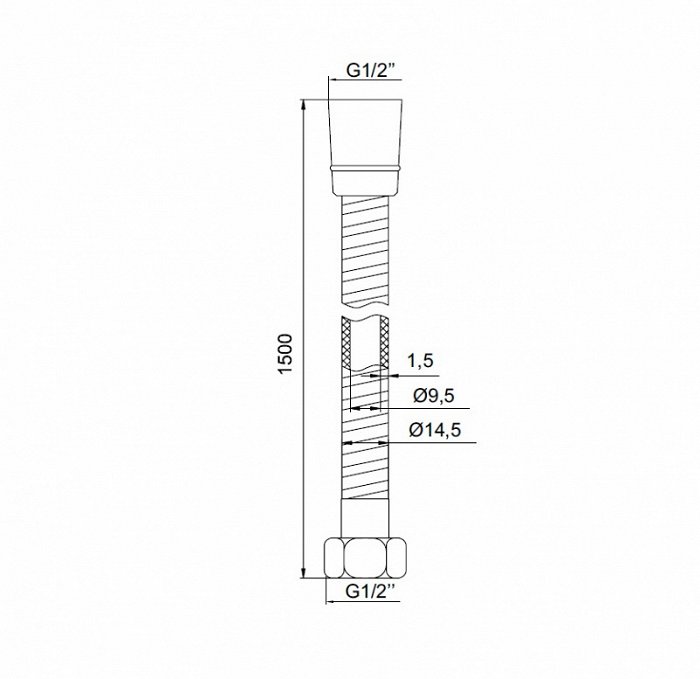 Шланг для душа PVC армированный 1,5 м IDDIS (A50611 1.5)