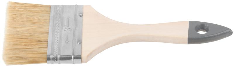 Кисть флейцевая "Лайт" 3дюйм (75мм) натур. свет. щетина деревянная ручка КУРС 00807