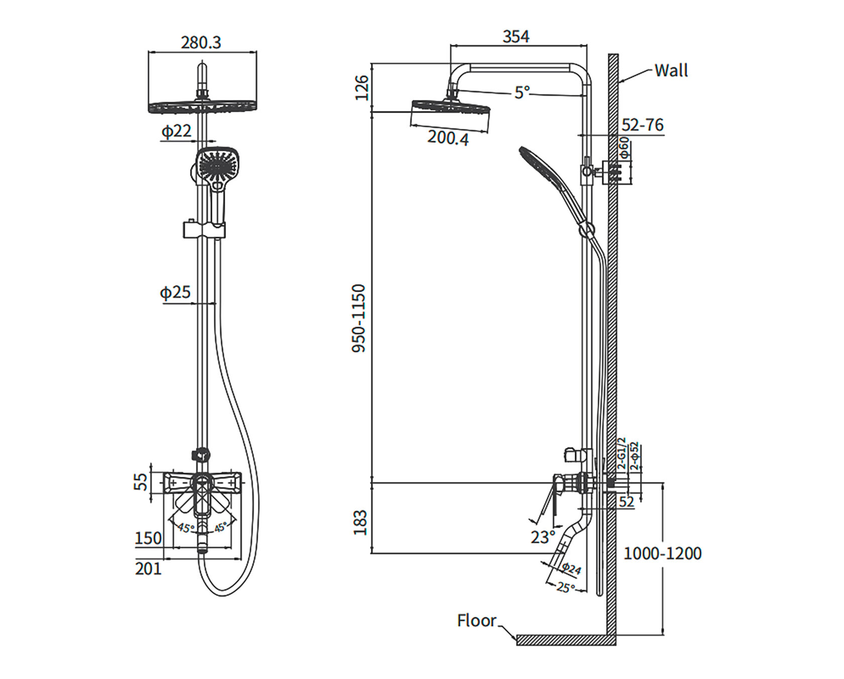 Душевая стойка ARROW AG3311CP, хром