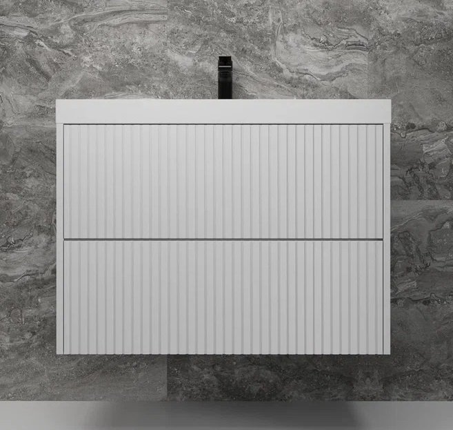 Тумба подвесная "Стокгольм 80", Classic 80, (2 ящ.) белый рифленый софт, PUSH