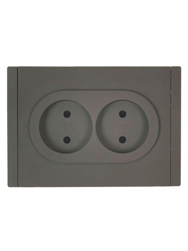 Розетка 2-м СП FORTE&PIANO FP325 10А без заземл. защ. шторки безвинт. крепл. сер. IEK FP-R23-10-1-K03