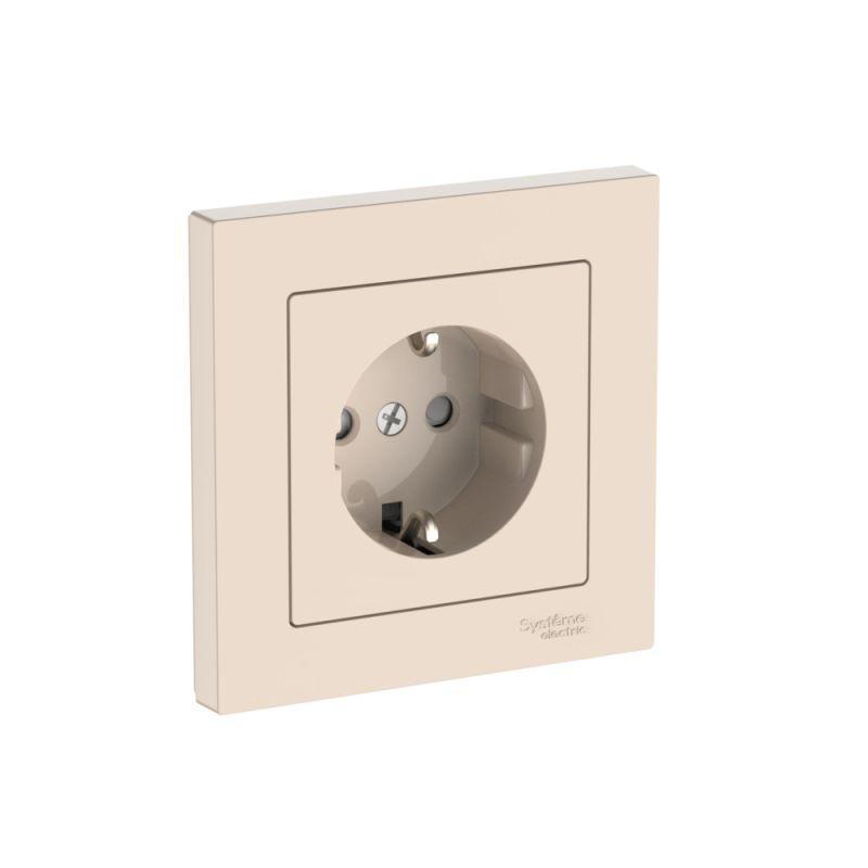 Розетка AtlasDesign 16А с заземл. защ. шторки быстрозажим. клем. в сборе беж. SE ATN000244S