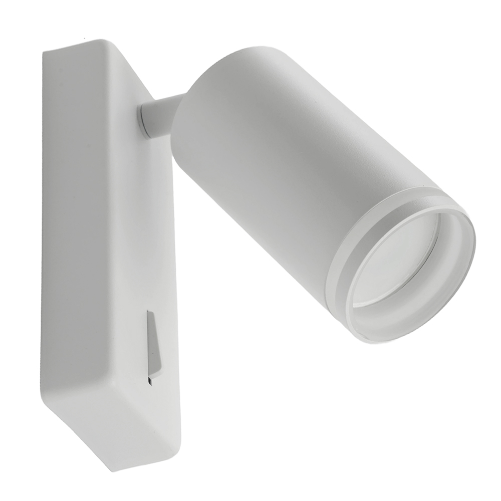 Светильник ДБО GU10 без лампы наклонный с выключателем белый