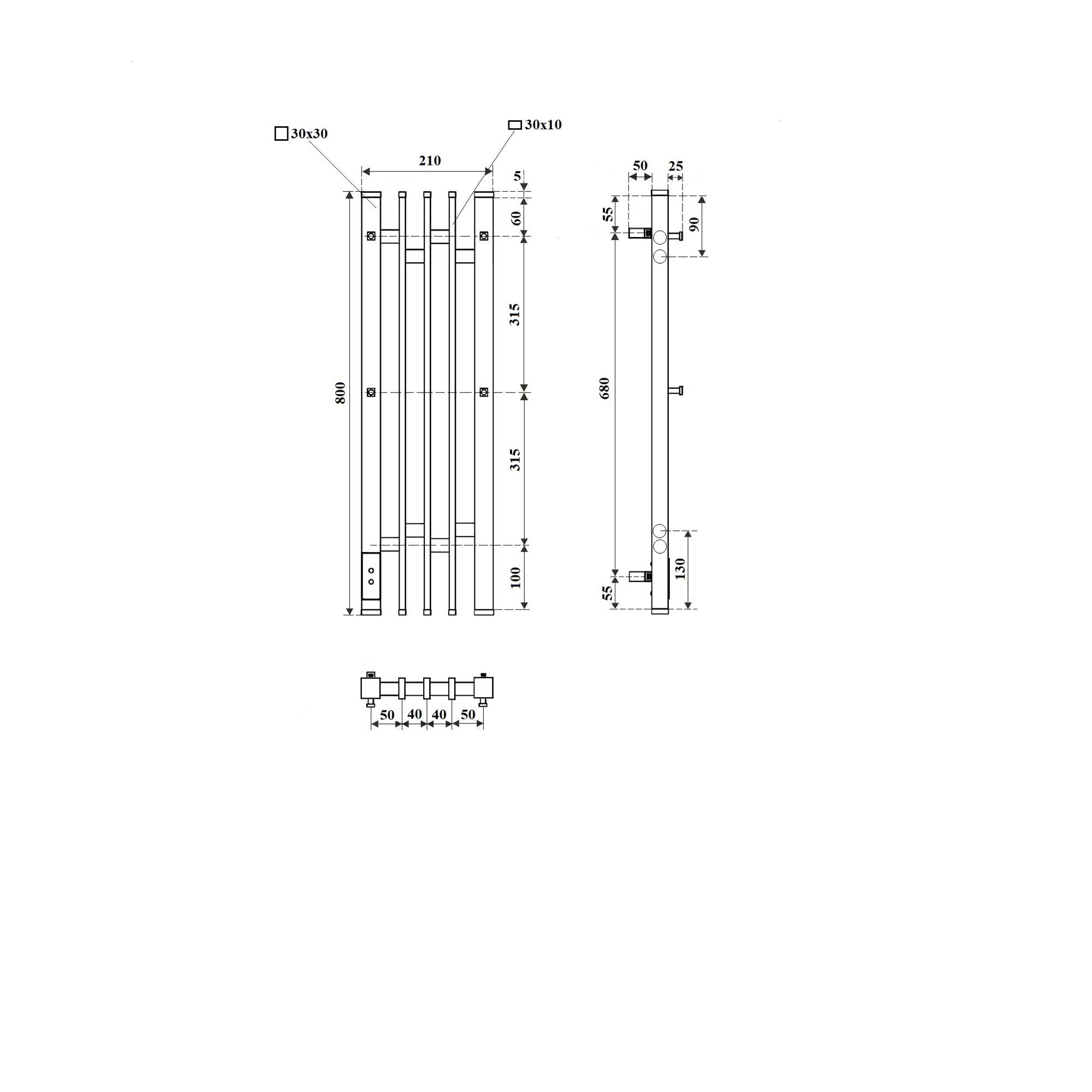 Полотенцесушитель электрический Point Фрея PN20738B П2 180x800 диммер слева, черный