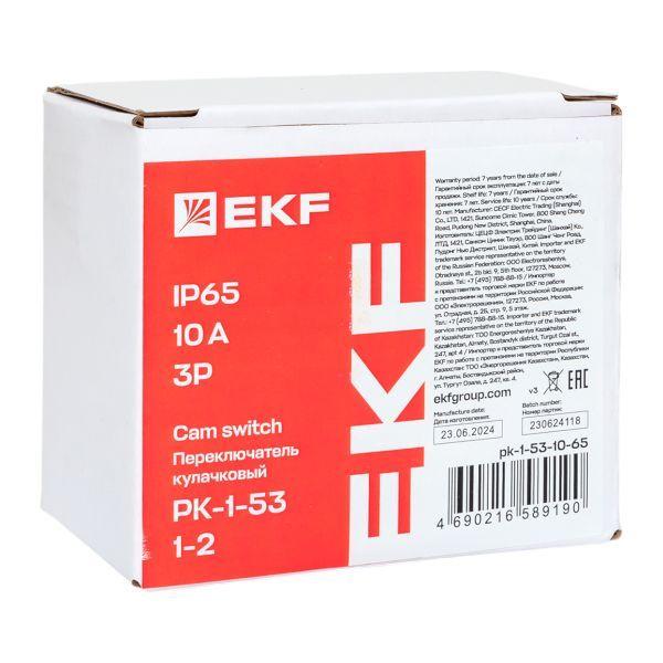 Переключатель кулачковый ПК-1-53 3п 10А "1-2" IP65 EKF pk-1-53-10-65