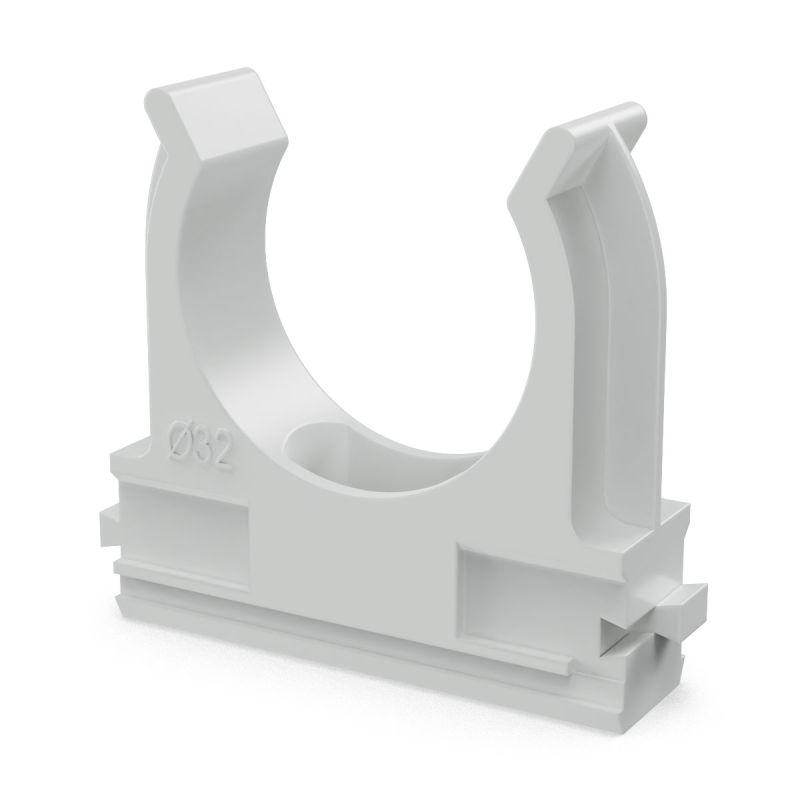 Держатель для труб (клипса) d32мм АБС-пластик в п/э (уп.25шт) Промрукав PR13.02632