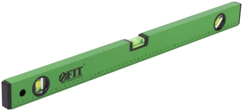Уровень "Техно" 3 глазка фрезер. рабочая грань шкала 600мм корпус зел. FIT 18116