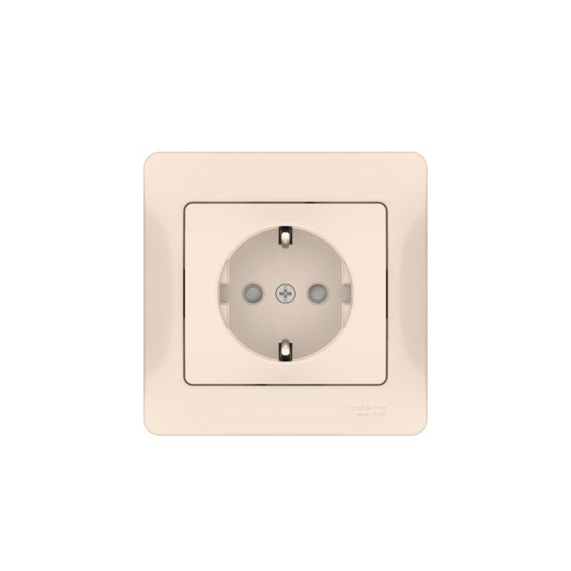 Розетка Glossa 16А с заземл. защ. шторки быстрозажим. клем. в сборе беж. SE GSL000244S