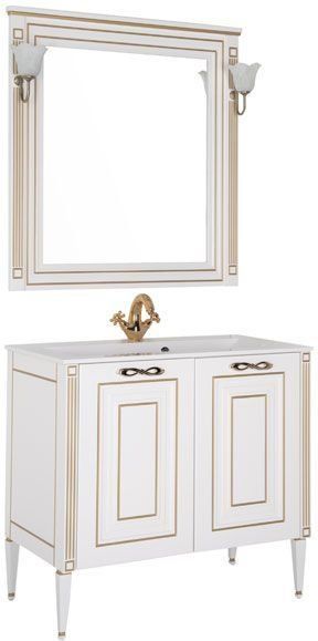 Комплект мебели Aquanet Паола 90 белый/золото (литьевой мрамор)