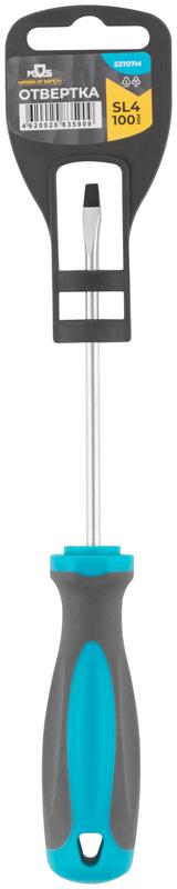 Отвертка CrV сталь прорезиненная ручка SL4х100мм MOS 53707М