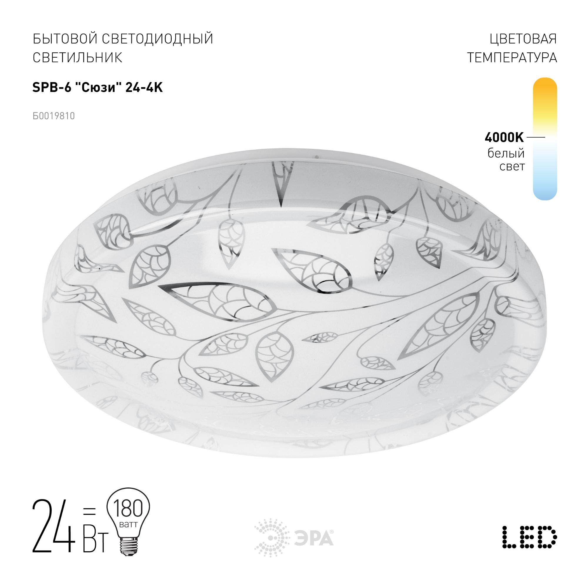 Светильник потолочный светодиодный Классик без ДУ SPB-6 Сюзи 24-4K 24Вт 4000K 1850Лм ЭРА