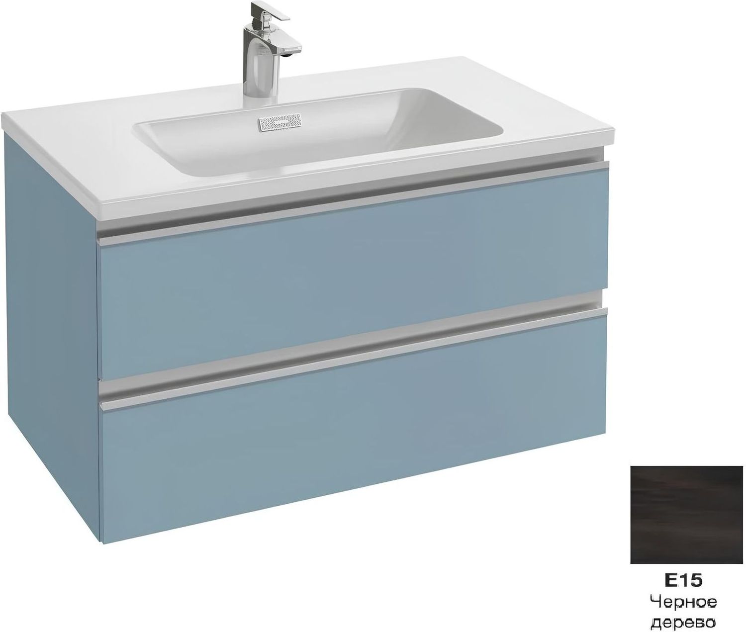 EB2028-RA-E15 Тумба VOX 80 см с 2 выдвижными ящичками, встроенные ручки, Черное дерево (206866)