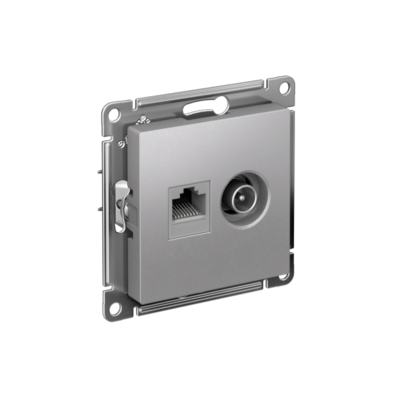 Розетка компьютерная + телевизионная 2-м AtlasDesign RJ45 кат.5E + TV механизм алюм. SE ATN000389