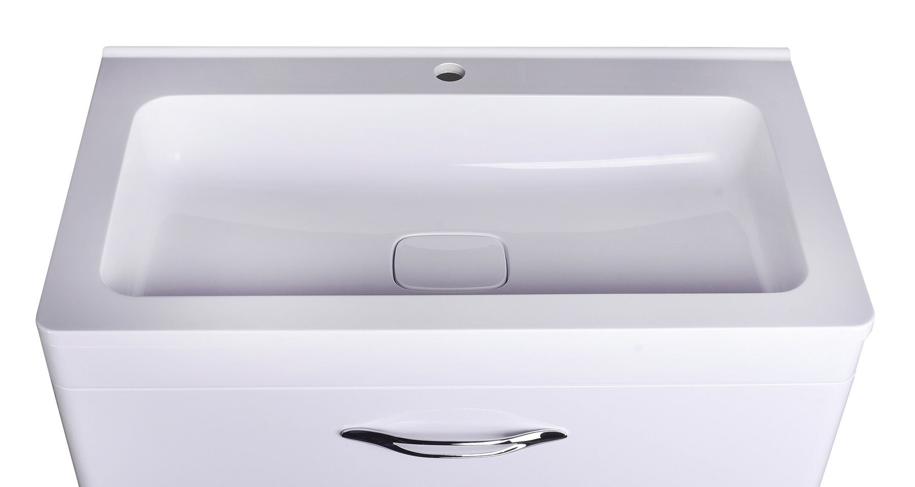 Тумба подвесная "Каре 80" (2 ящ.) Люкс белая, PLUS