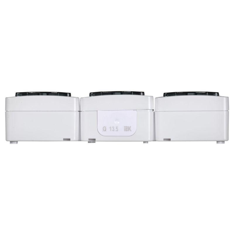 Розетка 3-м ОП Гермес Plus РСб23-3-ГПБд 16А IP54 с заземл. с дым. крышкой бел. IEK ERMP32-K03-16-54-EC