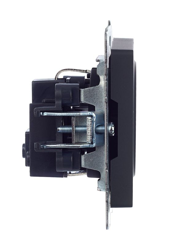 Розетка 1-м СП BRITE РС11-1-0-БрГ 16А с заземл. без защ. шторки механизм графит IEK BR-R11-16-K53