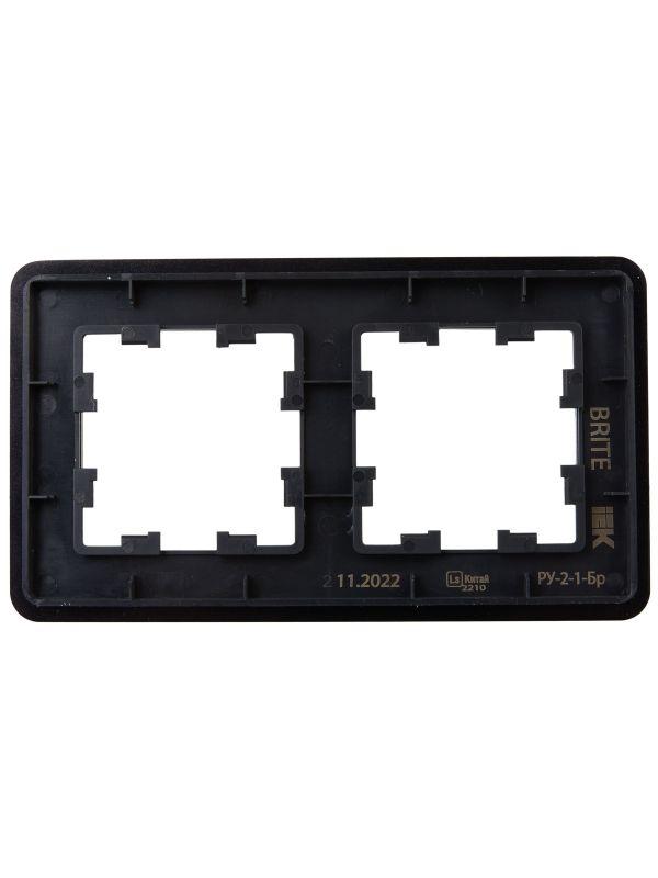 Рамка 2-м BRITE РУ-2-1-Бр метал. черн. RE IEK BR-M22-M-01-K02