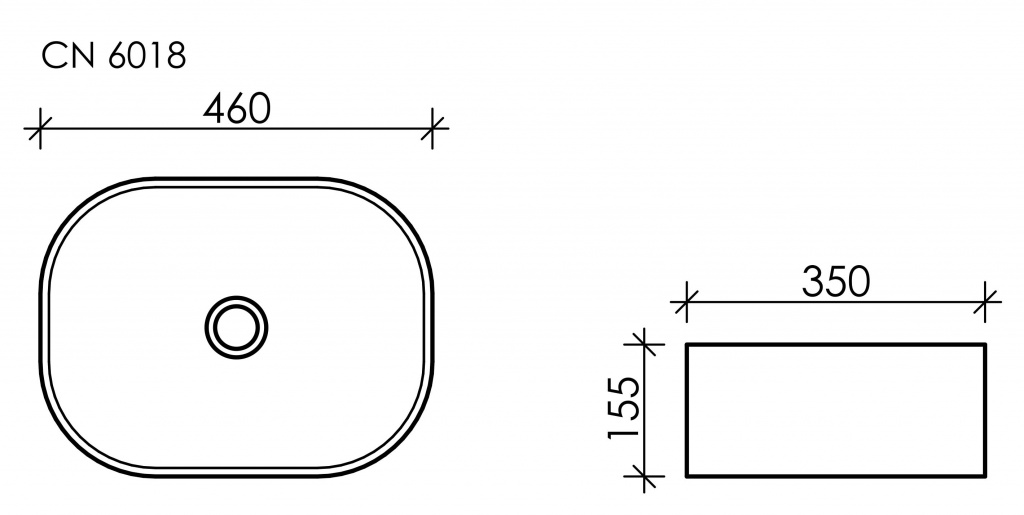 Умывальник чаша накладная овальная Element 460*350*155мм, CN6018