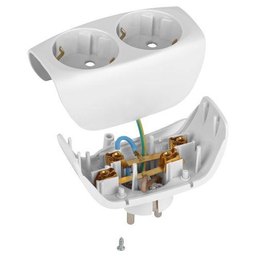 Разветвитель 2-м с заземл. 16А IP20 SP-2e-W защ. шторки бел. Эра C0045528