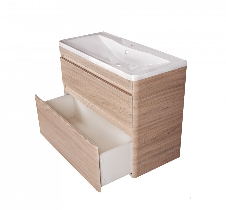 Тумба напольная "Атлантика 100", Люкс ясень перламутр, PLUS