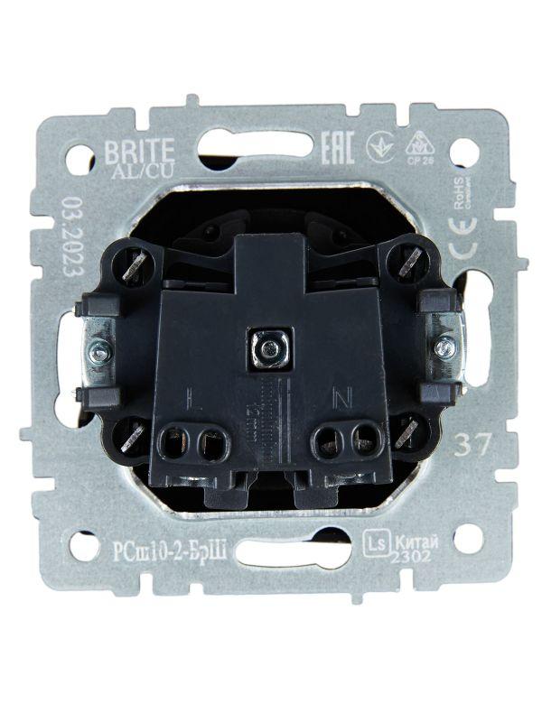 Розетка СП BRITE РСш10-2-БрШ 10А без заземл. защ. шторки механизм шампань IEK BR-R13-10-K37