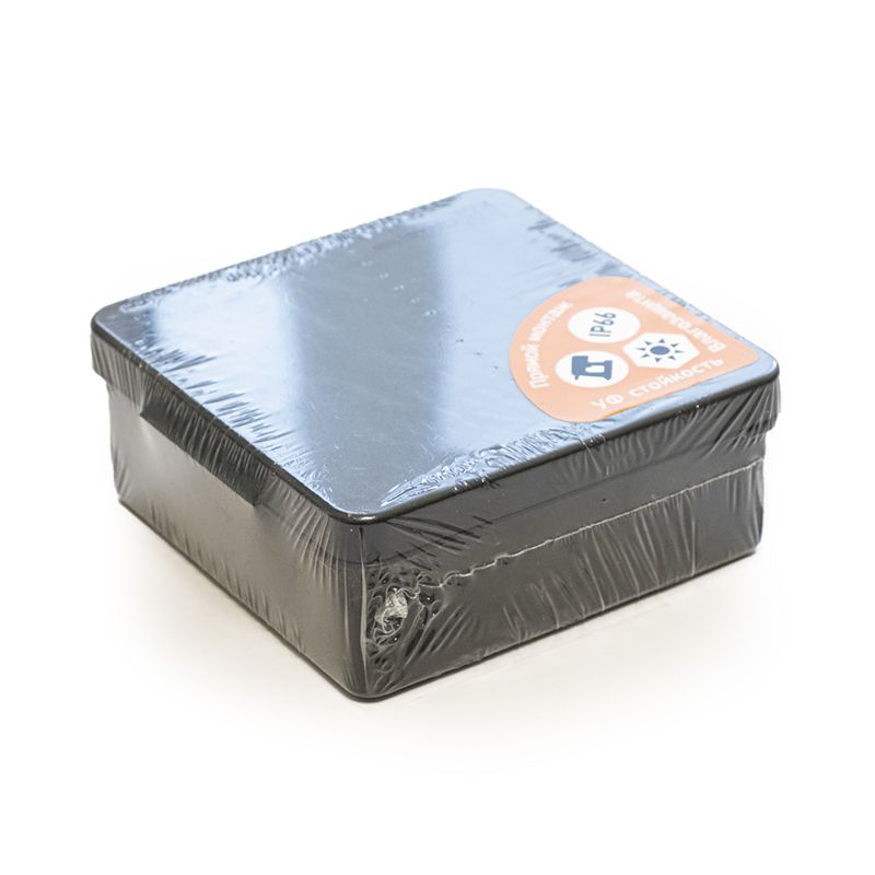 Коробка распределительная ОП 100х100х40 для прямого монтажа двухкомпонентн. безгалогенная (HF) 12 вводов IP66 черн. Промрукав 60-0303-9005