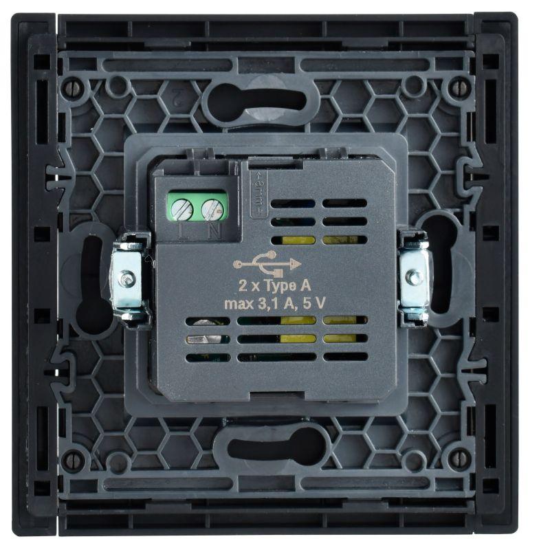 Розетка USB A+A 3.1А FORTE&PIANO FP549 сталь IEK FP-U21-D31-K46