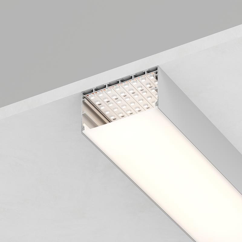 Профиль алюминиевый CAB258 накладной "Линии света"(75х35) серебр. 2м(в компл 2 заглушки 4 крепежа) FERON 10375