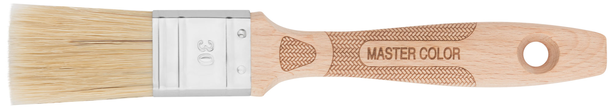 Кисть флейцевая, толщ. 14,4 мм, 70% ПБT/30% светлая натур. щетина, нерж. обжим, буковая ручка, ширина 30 мм