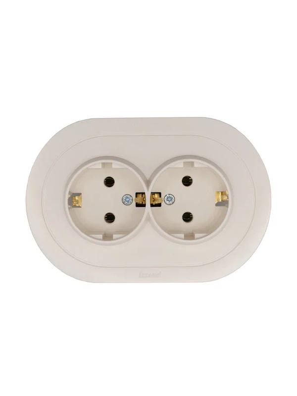 Розетка 2-м СП OSEN с заземл. ПБТ круглая механизм сл. кость LEZARD 744-9000-127B