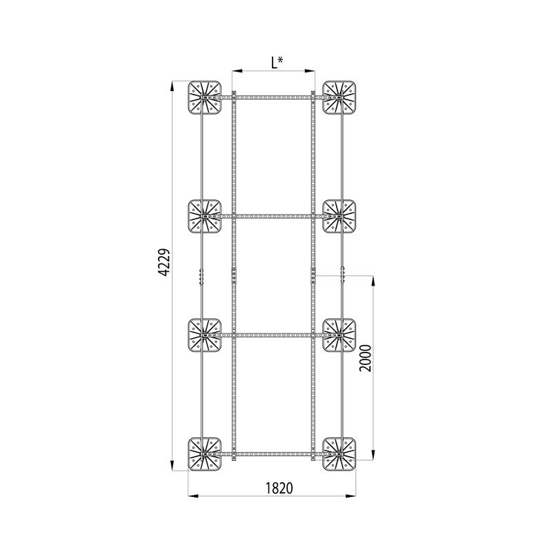 Конструкция опорная для установки оборудования TECHNORAPTOR FOOT 1500х4000 тип 1 HD КМ TR0242