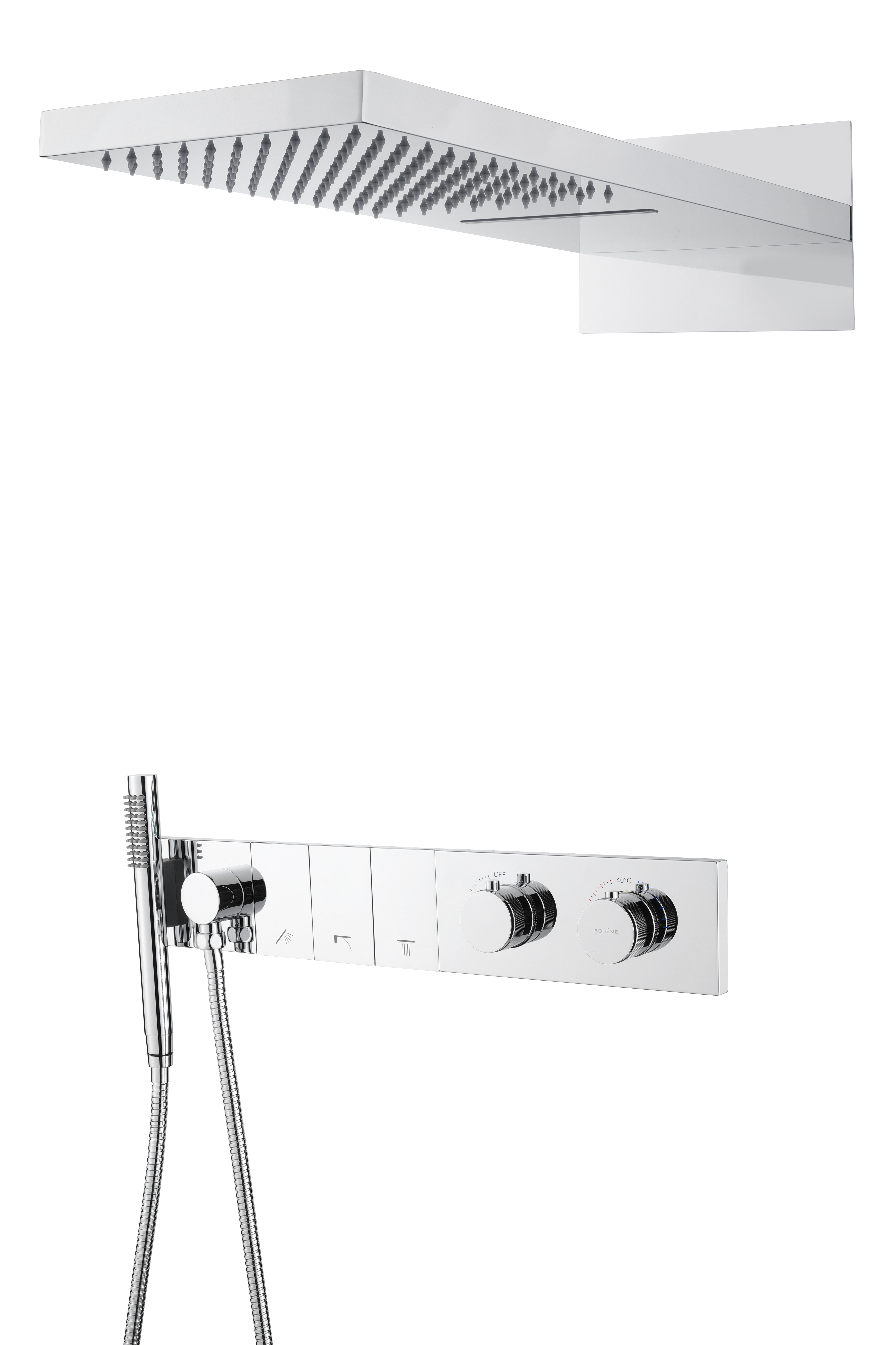 Встроенная душевая система  ZODIAC с термостатом, трехпозиционная NIKEL BRUSH